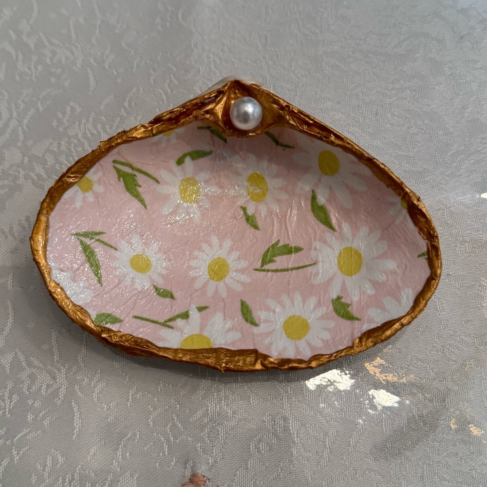 Floral Pink and Gold Jewelry Dish